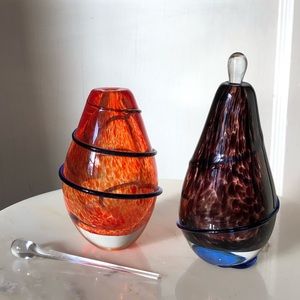 Vintage art glass pear perfume bottles